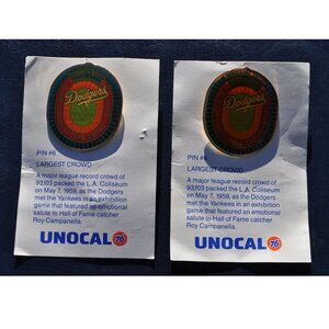 Baseball 1959 Vintage Sports Pins UNOCAL 76 LA. Dodgers Stadium Milestones Pins